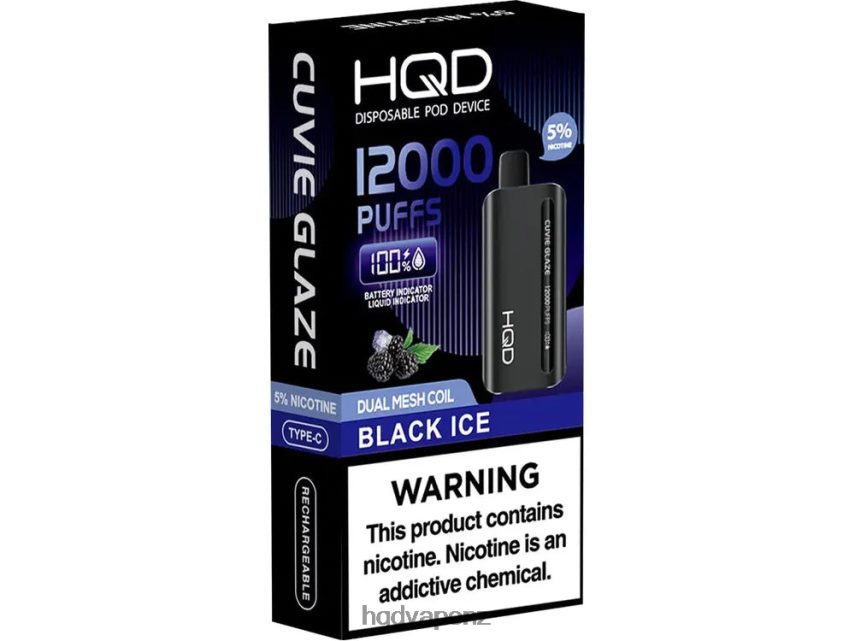 HQD New Zealand - HQD CUVIE GLAZE DISPOSABLE VAPE 12000 Black Ice 4P608H134