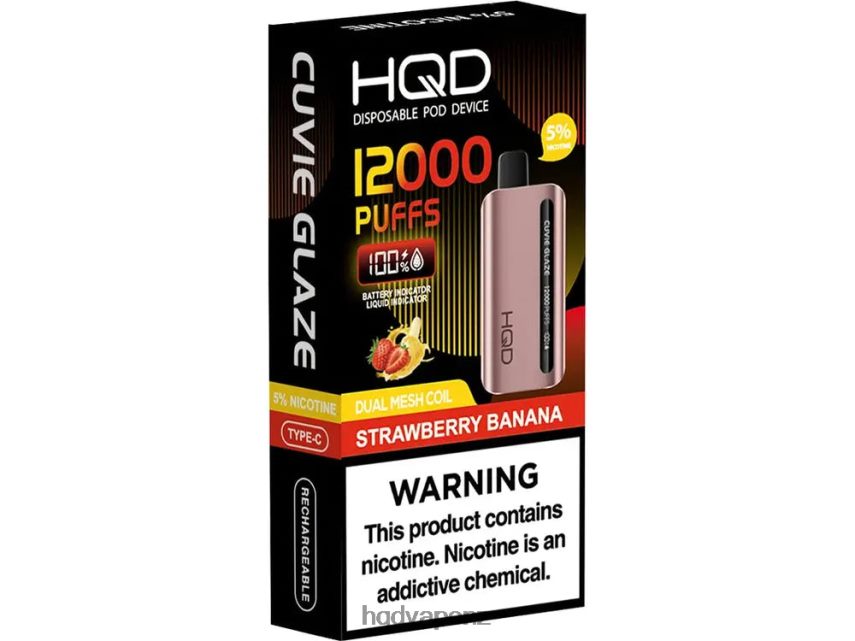 HQD New Zealand - HQD CUVIE GLAZE DISPOSABLE VAPE 12000 Strawberry Banana 4P608H254