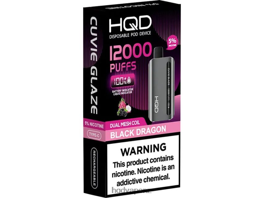 HQD Tech NZ - HQD CUVIE GLAZE DISPOSABLE VAPE 12000 Black Dragon 4P608H132