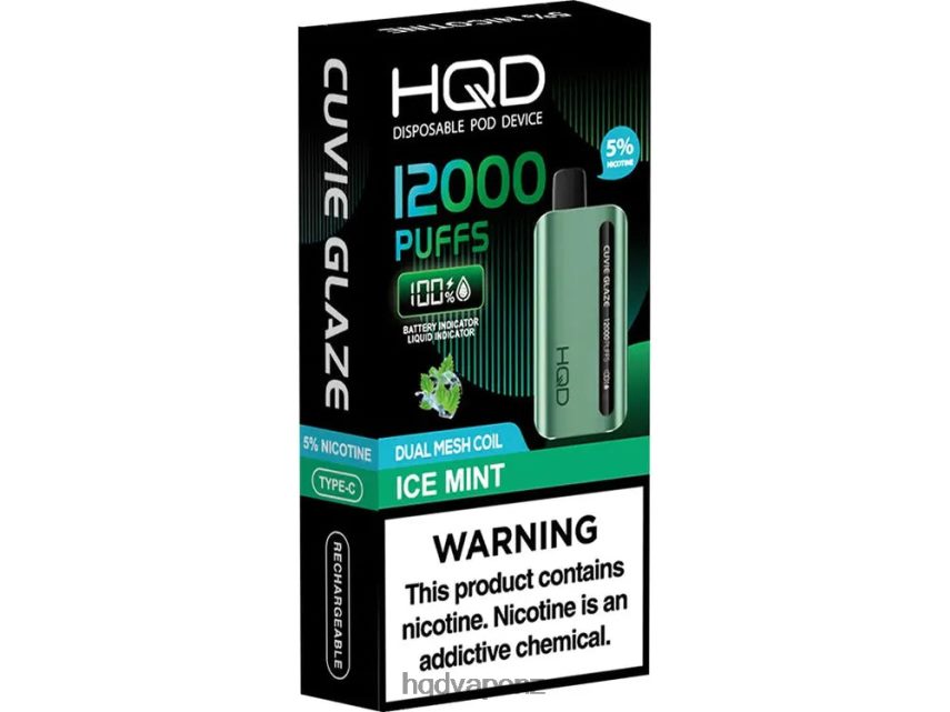 HQD Vape Factory - HQD CUVIE GLAZE DISPOSABLE VAPE 12000 Ice Mint 4P608H200