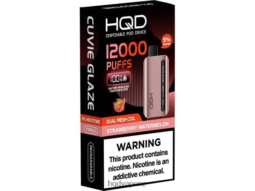 HQD Vape NZ - HQD CUVIE GLAZE DISPOSABLE VAPE 12000 Strawberry Watermelon 4P608H261